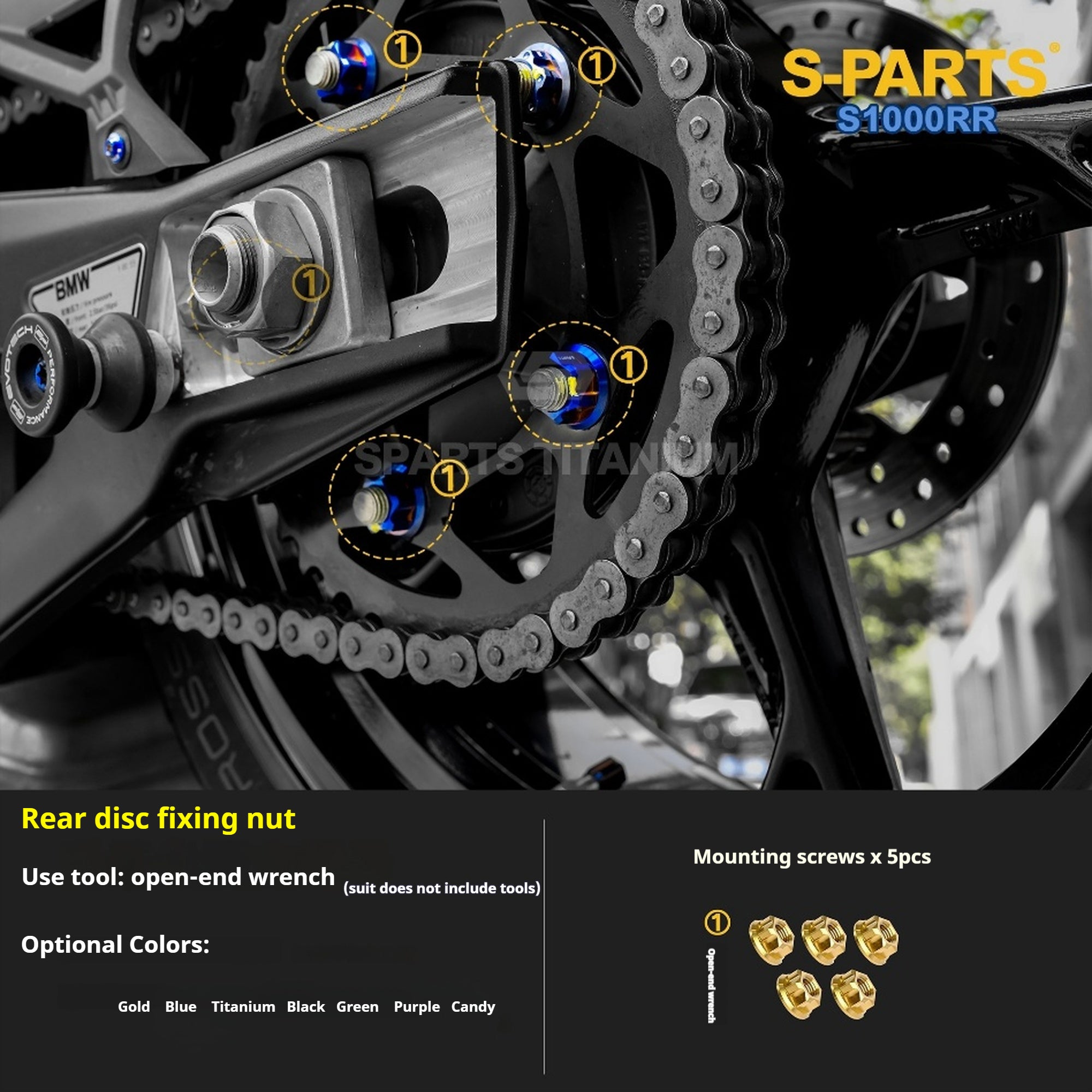 SPARTS TC4 Titanium Bolt Kit Compatible with BMW S1000RR — Full Motorcycle Upgrade Fastener Set