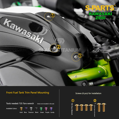 S-PARTS Titanium Fasteners Bodywork, Fairing & Footpeg Bolt Kit for Kawasaki Z900