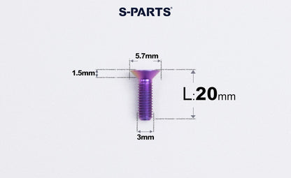 SPARTS Series M3 L6-30 Countersunk Titanium Bolt