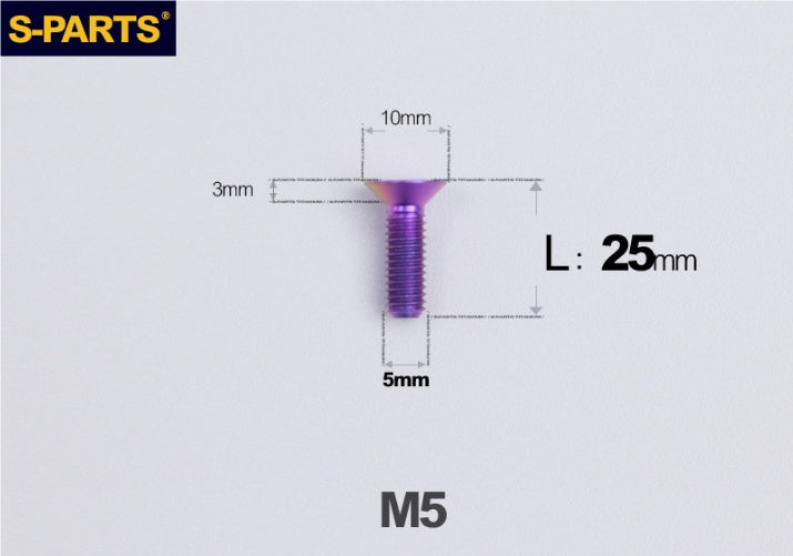 SPARTS M5 Countersunk Titanium Bolt | TC4 Flat Head Motorcycle Fastener
