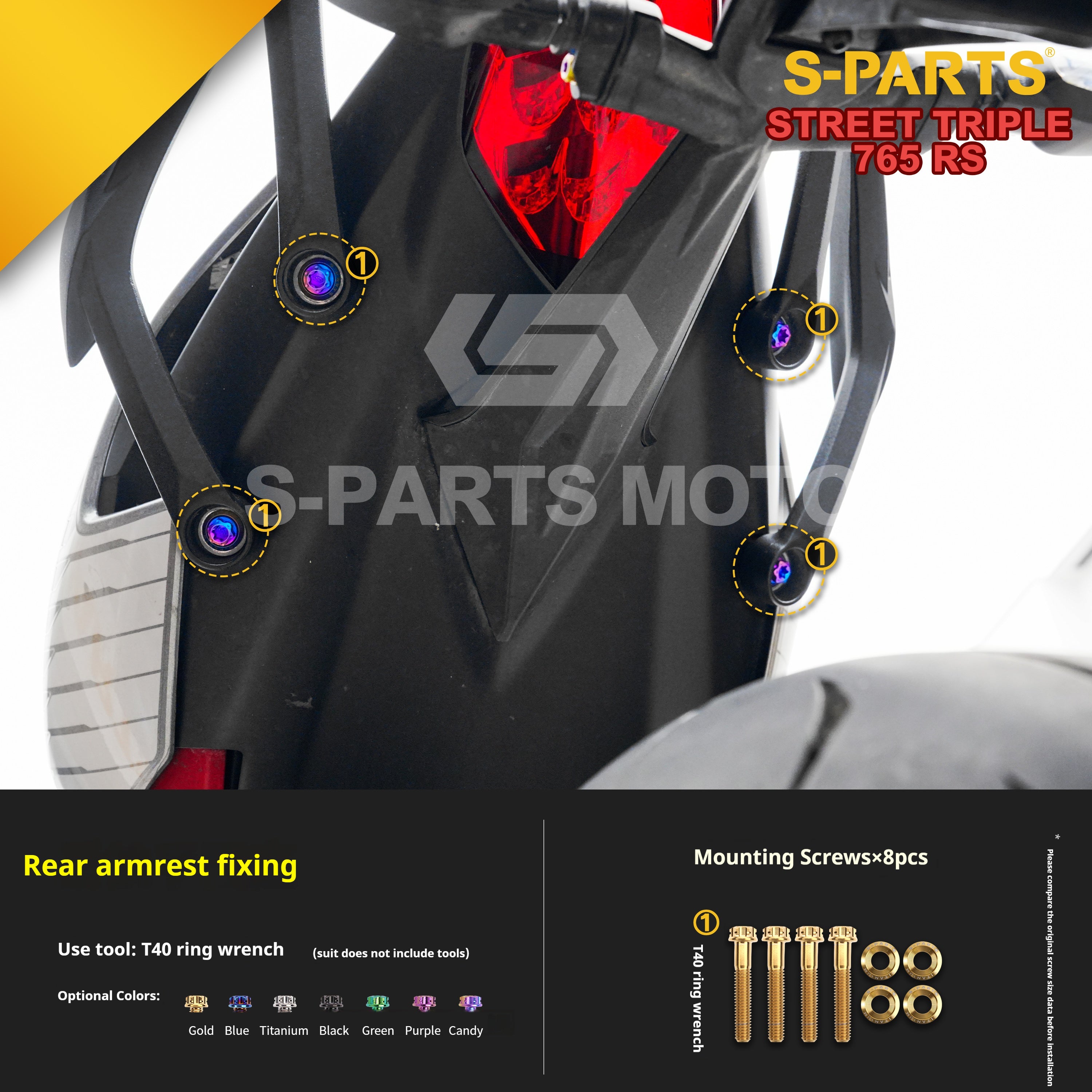 SPARTS Titanium Screw Set for Triumph Street Triple RS –CNC Titanium Upgrade Kit