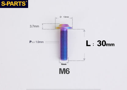 SPARTS A3 Button Head M6 D13 Titanium Bolt for Motorcycle & Bicycle Modification