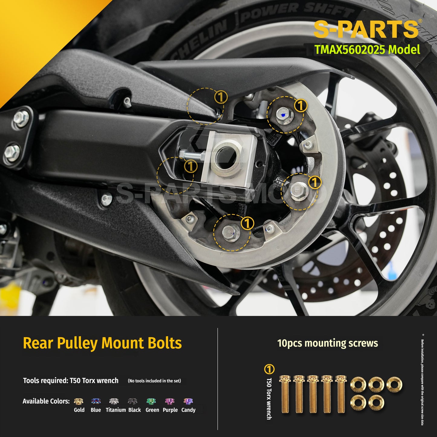 SPARTS Titanium Bolt Kit for YAMAHA TMAX560 2025-Rear Swingarm & Rear Wheel Section