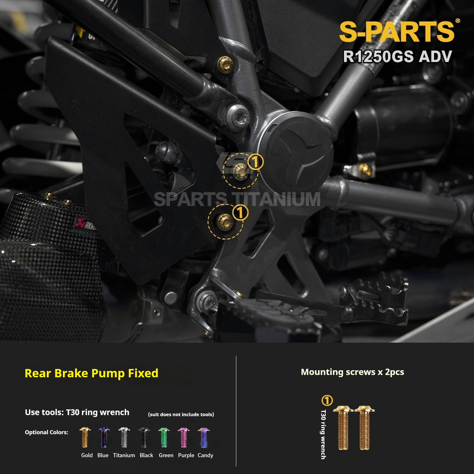 SPARTS Titanium Bolt Kit for BMW R 1250GS ADV – Custom Candy Color & CNC Titanium Upgrade Kit