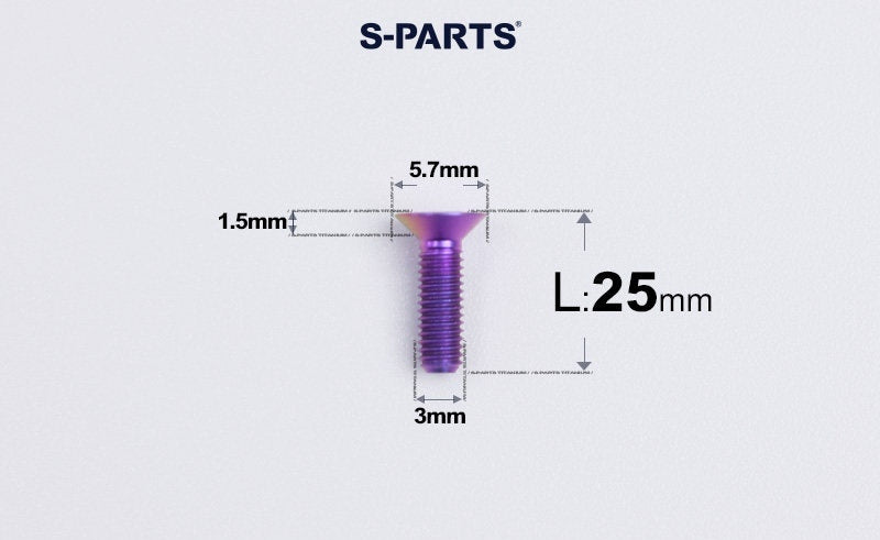 SPARTS Series M3 L6-30 Countersunk Titanium Bolt