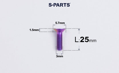 SPARTS Series M3 L6-30 Countersunk Titanium Bolt