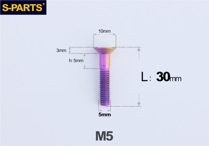 SPARTS M5 Countersunk Titanium Bolt | TC4 Flat Head Motorcycle Fastener
