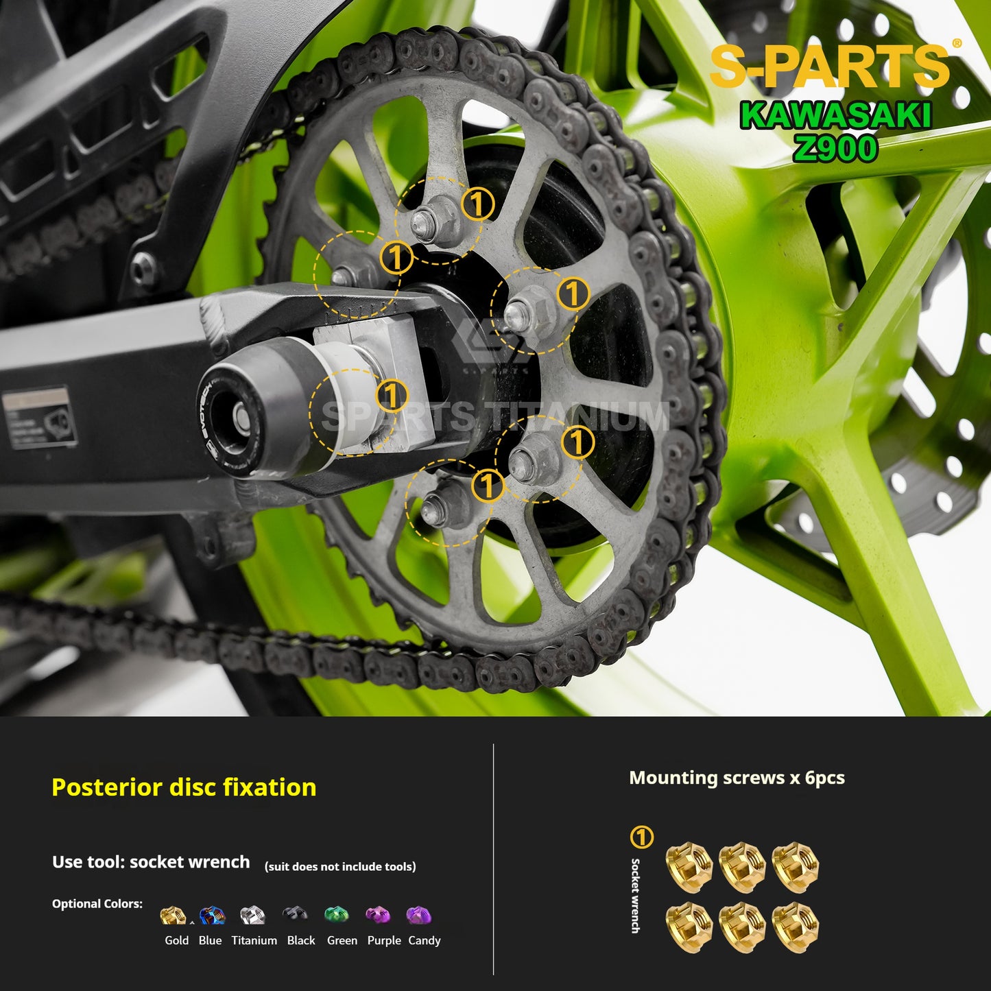 SPARTS TC4 Titanium Bolt Kit for Kawasaki Z900 2021 | Motorcycle Titanium Bolt Upgrade