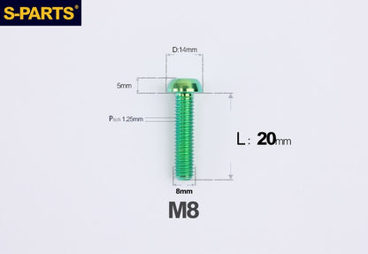 S-PARTS M8 A2 Series TC4 Titanium Bolts – Button Head Fasteners for Bicycle & E-Bike Upgrades
