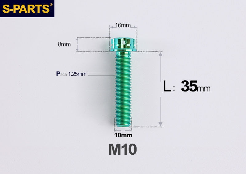 SPARTS M10 P1.25 A3 Series Standard Head Titanium Bolt | 650°C Forged | S-Grade TC4 | Motorcycle / E-Bike Upgrade