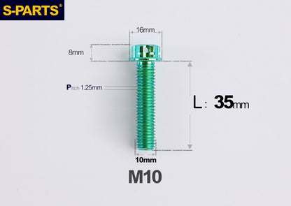 SPARTS M10 P1.25 A3 Series Standard Head Titanium Bolt | 650°C Forged | S-Grade TC4 | Motorcycle / E-Bike Upgrade