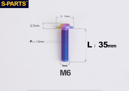 SPARTS A3 Button Head M6 D13 Titanium Bolt for Motorcycle & Bicycle Modification