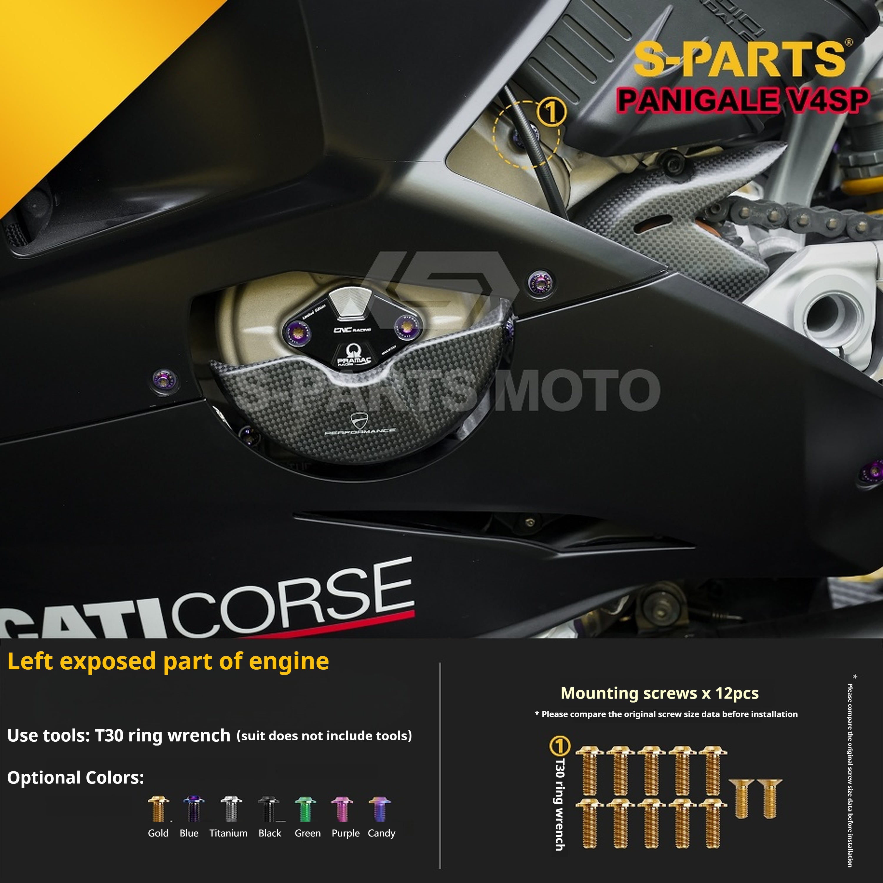 SPARTS TC4 Titanium Bolt Kit for Ducati Panigale V4SP Motorcycle