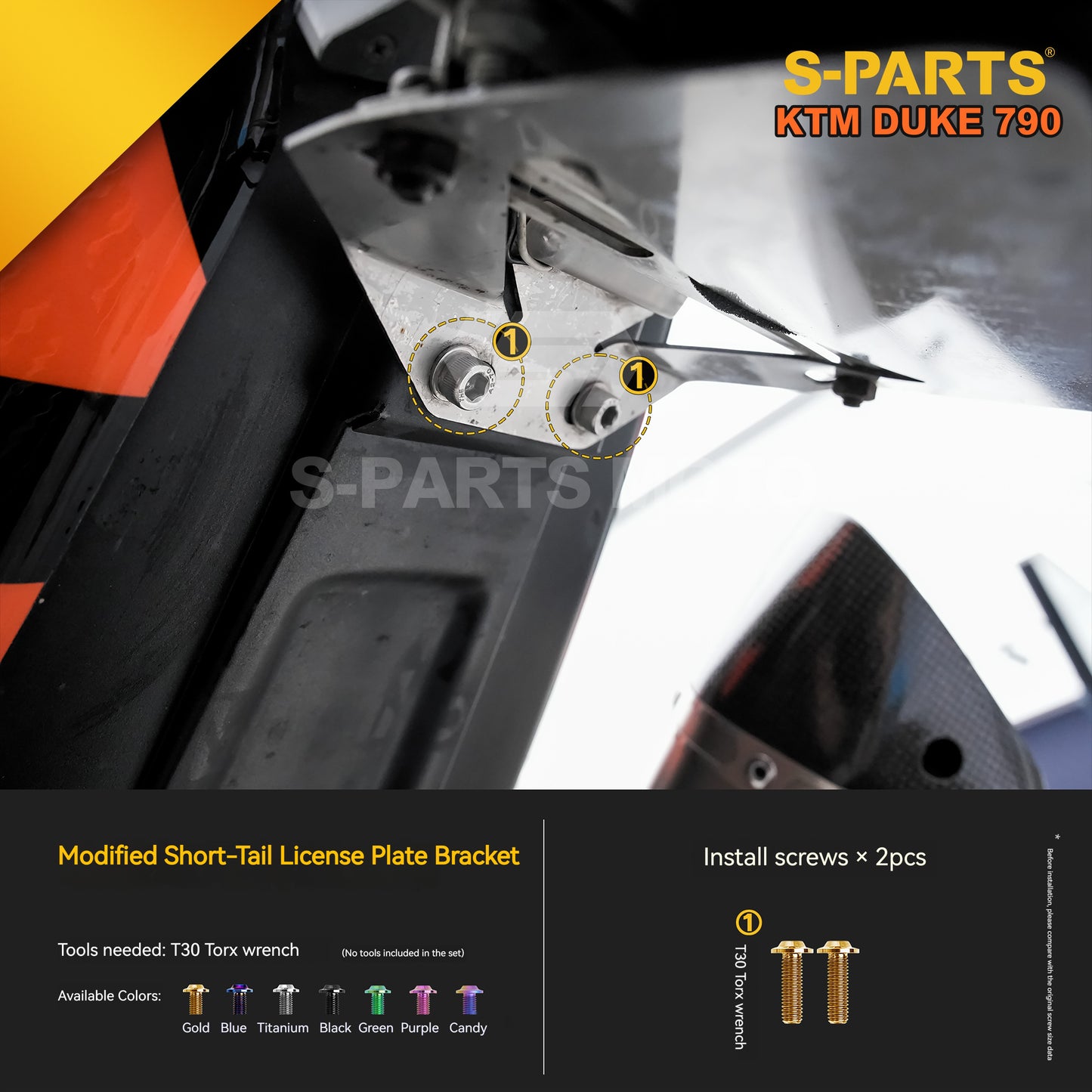S-parts Titanium Styling & Bodywork Fairing Bolt Kit for KTM DUKE 790 | Premium Grade 5 Accessories
