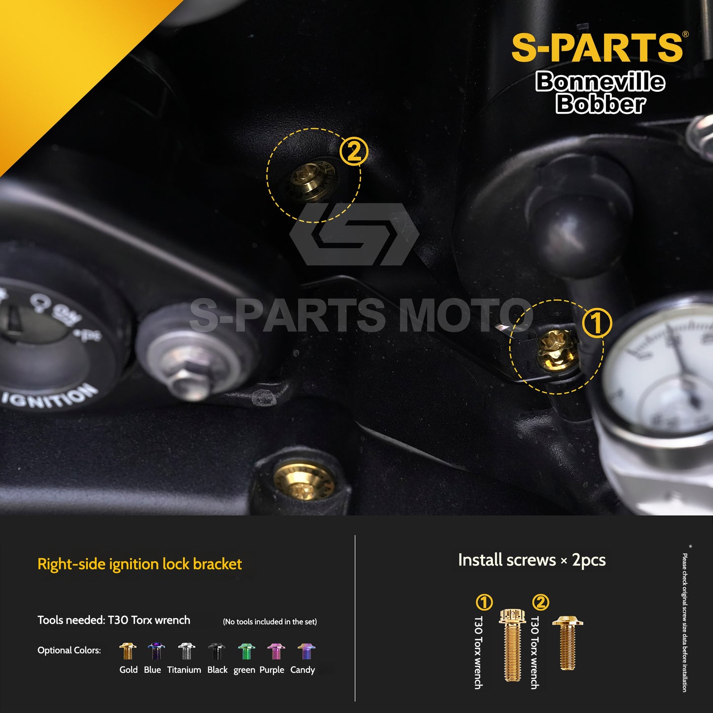 SPARTS Titanium Set Screws for Triumph Bonneville Bobber Motorcycle Modification