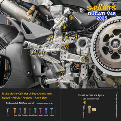 S-PARTS Titanium Engine and Rearset Fastener Kit for Ducati Panigale V4 S 2025