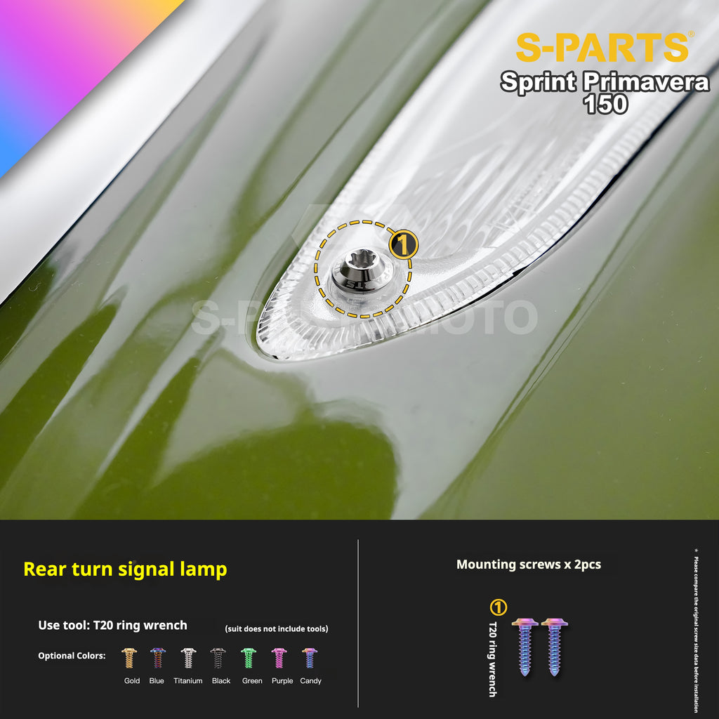 SPARTS Titanium Screw Set for Vespa Sprint/Primavera 150 – Custom Candy Color & CNC Titanium Upgrade Kit
