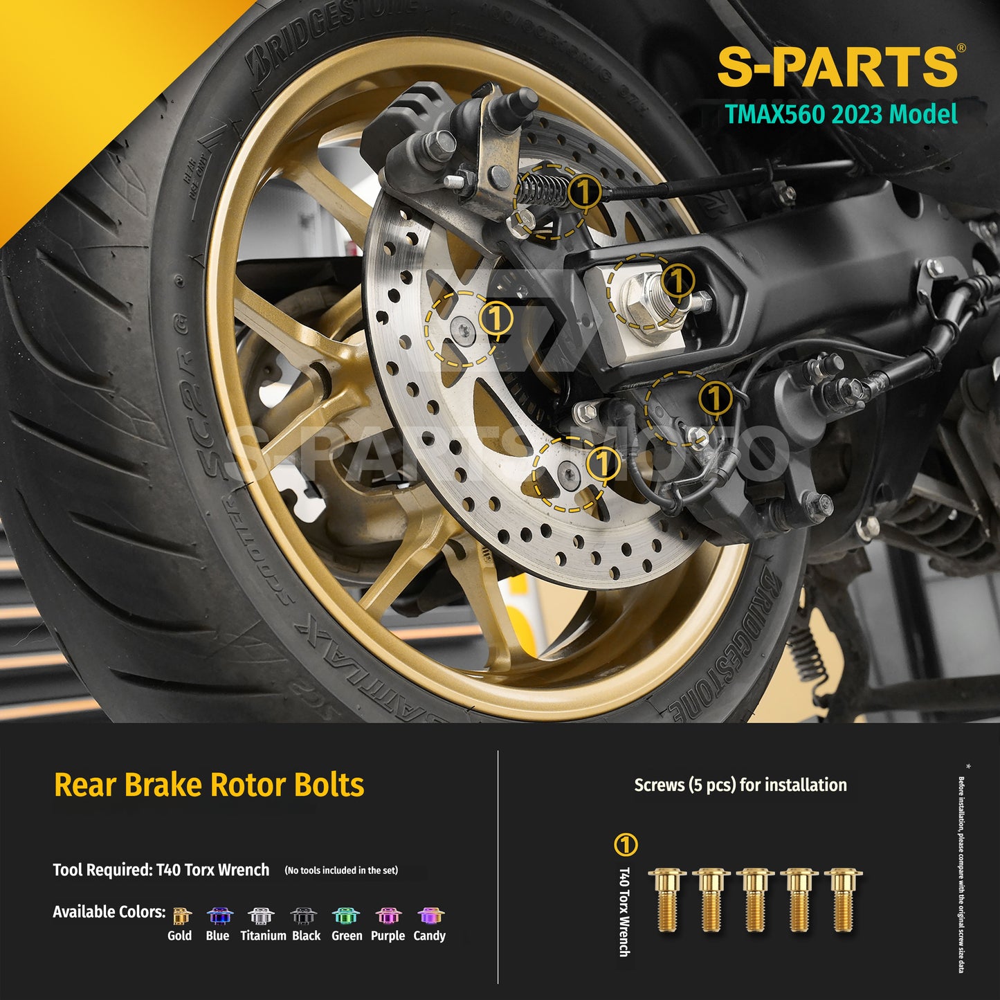 SPARTS Titanium Bolt Kit for Yamaha TMAX560 2023-Rear / Drive / Exhaust System