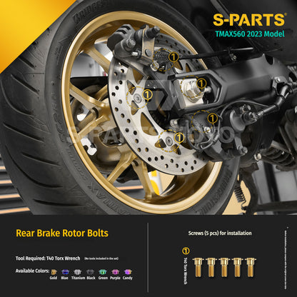 SPARTS Titanium Bolt Kit for Yamaha TMAX560 2023-Rear / Drive / Exhaust System