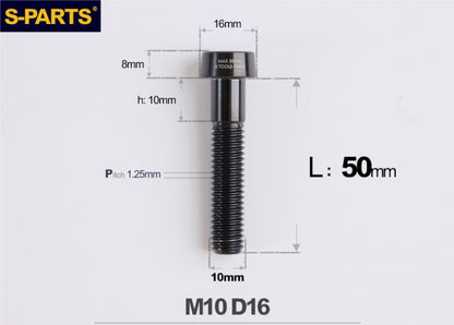 SPARTS Titanium Security Bolt M10 D16 P1.25 – Brake Caliper Locking Screw for Motorcycle