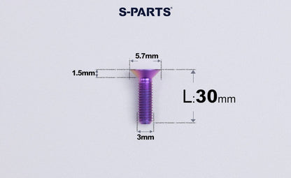 SPARTS Series M3 L6-30 Countersunk Titanium Bolt
