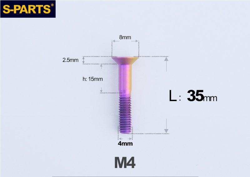 SPARTS M4x10-50mm Countersunk Titanium Alloy Bolt – Flat Head Fastening Screw for Motorcycle & Bicycle
