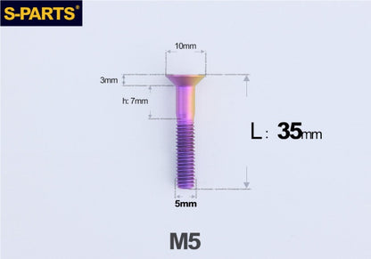SPARTS M5 Countersunk Titanium Bolt | TC4 Flat Head Motorcycle Fastener