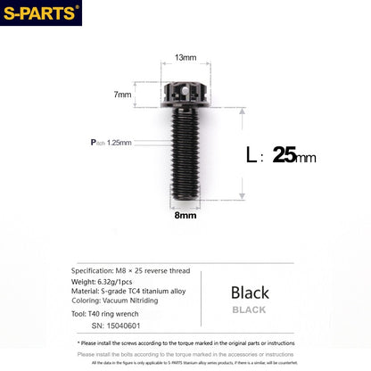 SPARTS Titanium MirrorMotorcycle Rearview Mirror Bolts· M8/M10