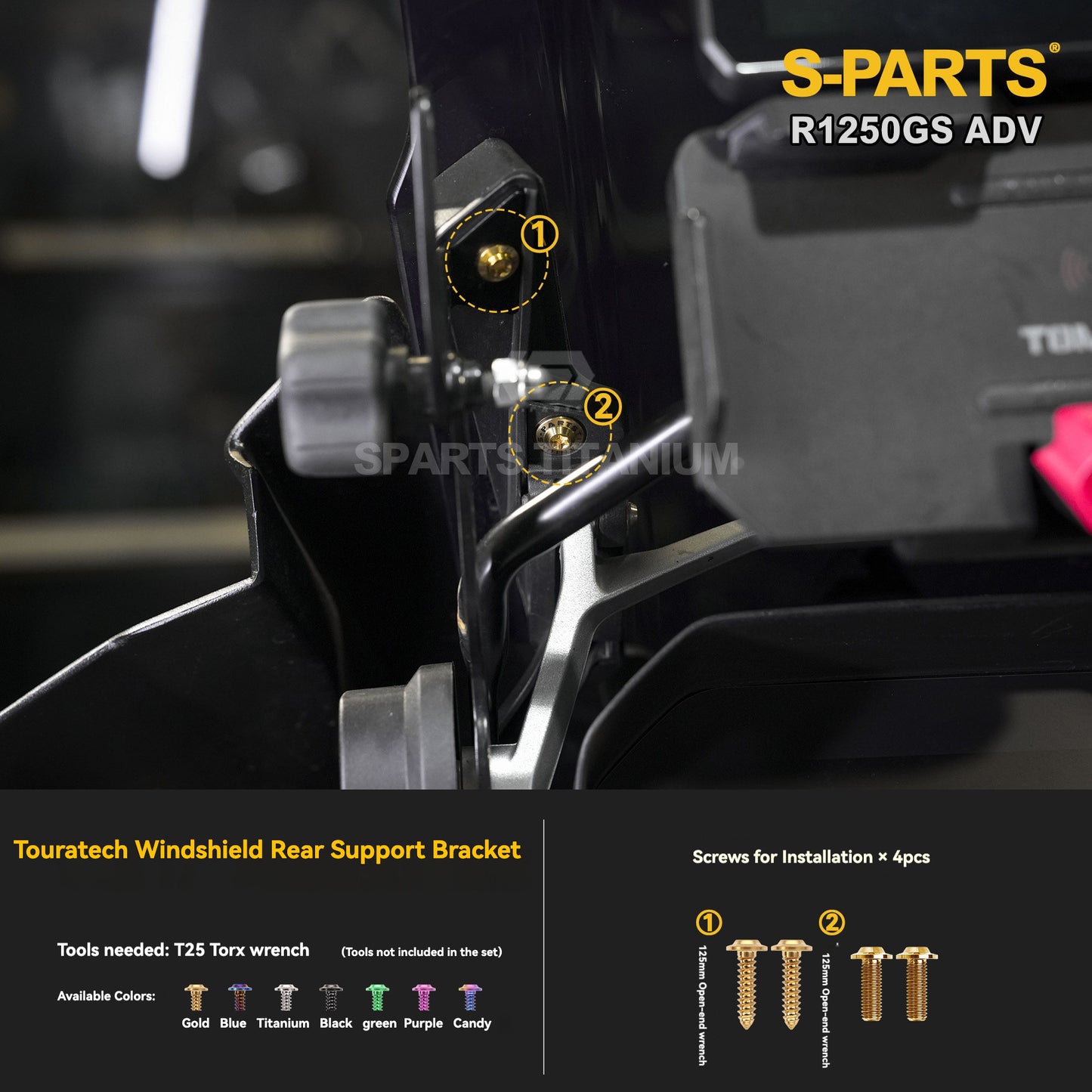 SPARTS Titanium Fairing, Spotlight & Accessory Bolt Kit for BMW R1250GS / ADV