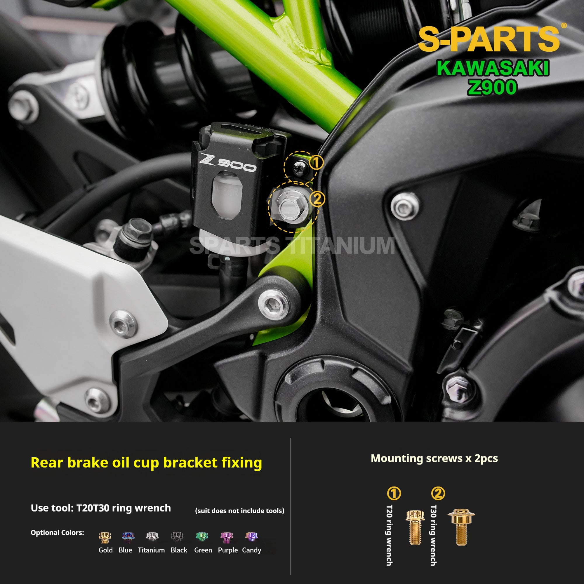 SPARTS TC4 Titanium Bolt Kit for Kawasaki Z900 2021 | Motorcycle Titanium Bolt Upgrade