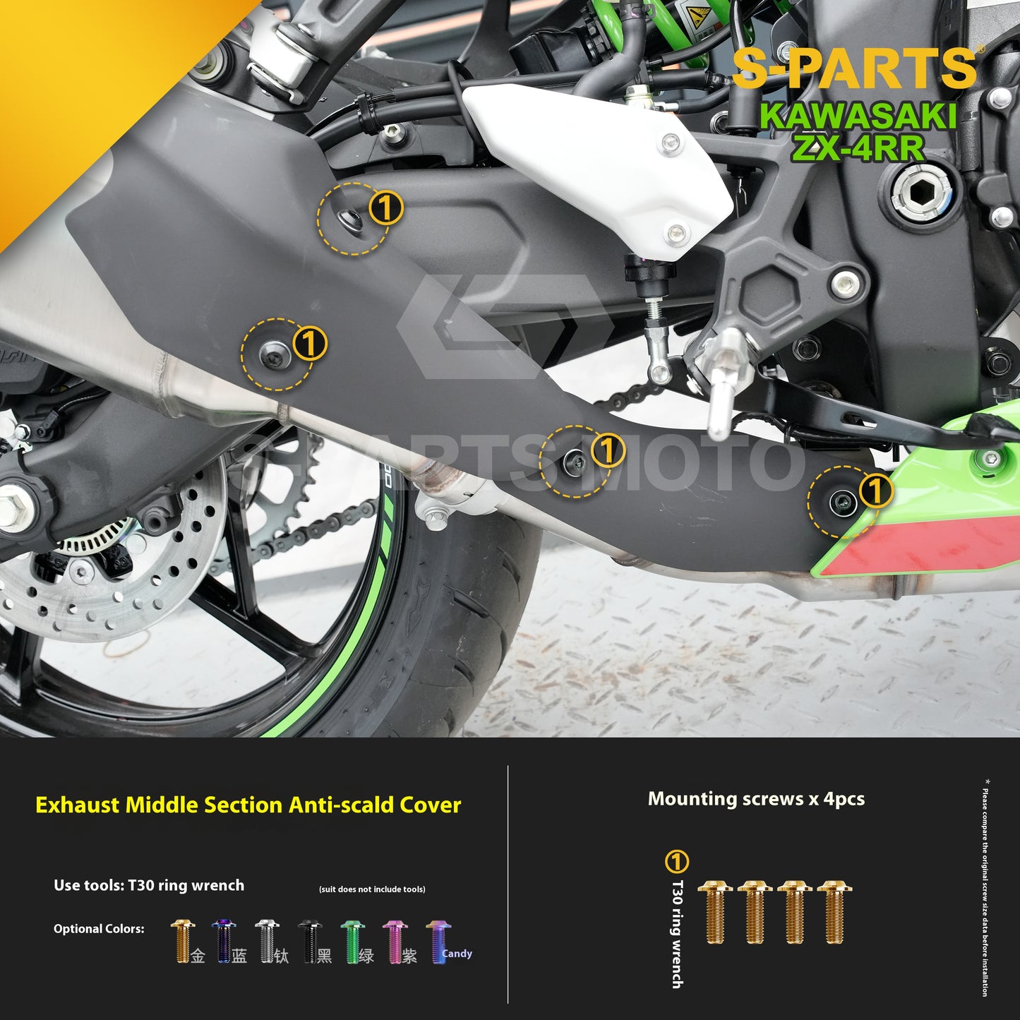 SPARTS TC4 Titanium Bolt Kit for Kawasaki ZX-4RR | Motorcycle Titanium Bolt Upgrade