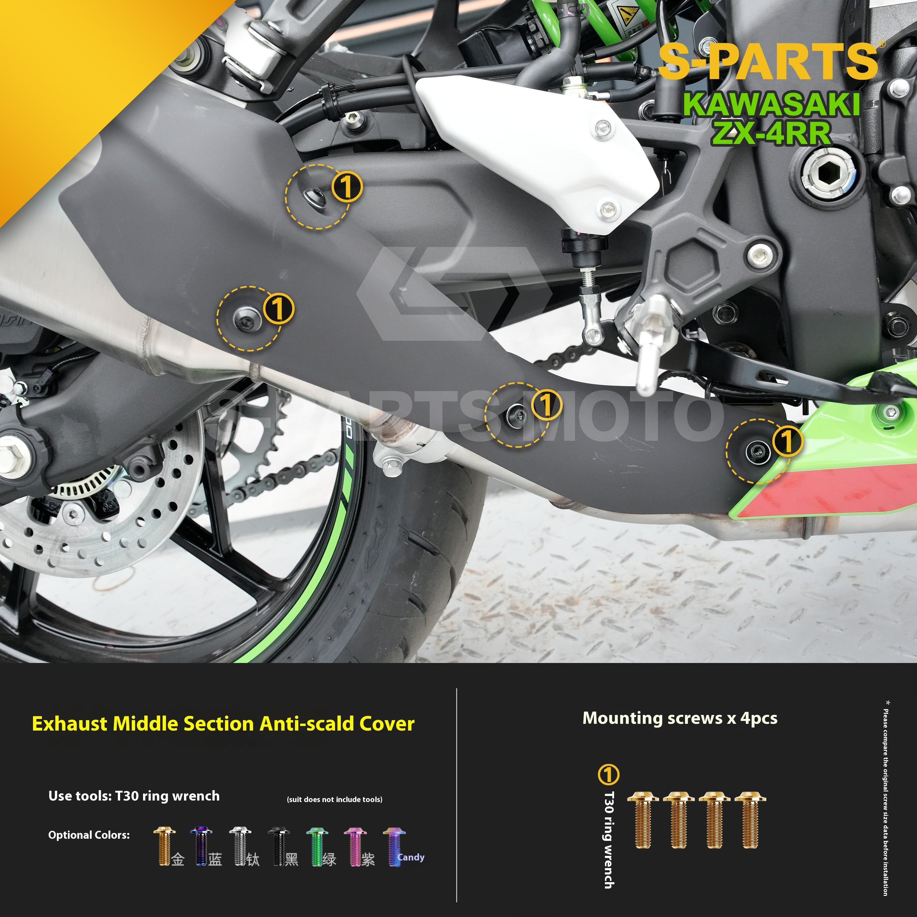 SPARTS TC4 Titanium Bolt Kit for Kawasaki ZX-4RR | Motorcycle Titanium Bolt Upgrade