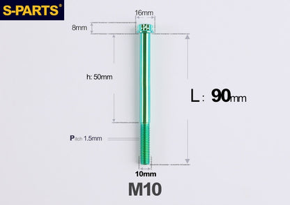 SPARTS M10 P1.5 A3 Series Titanium Bolt – Standard Head – 650°C Forged – S-Grade TC4 for E-Bikes, Motorcycles & Bicycles