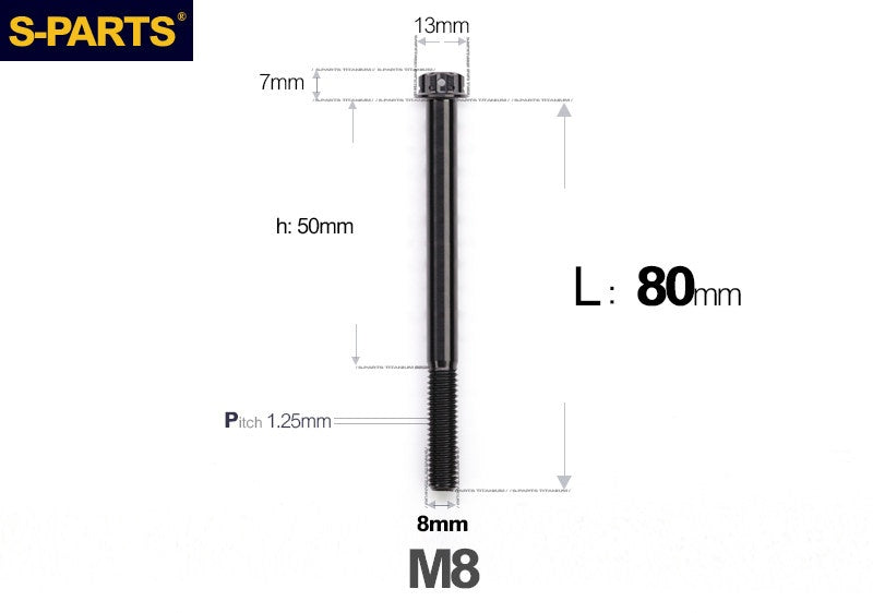 S-PARTS STAN M8 A3 Series Titanium Bolts – Standard Head TC4 Fasteners for Motorcycle & E-Motorcycle