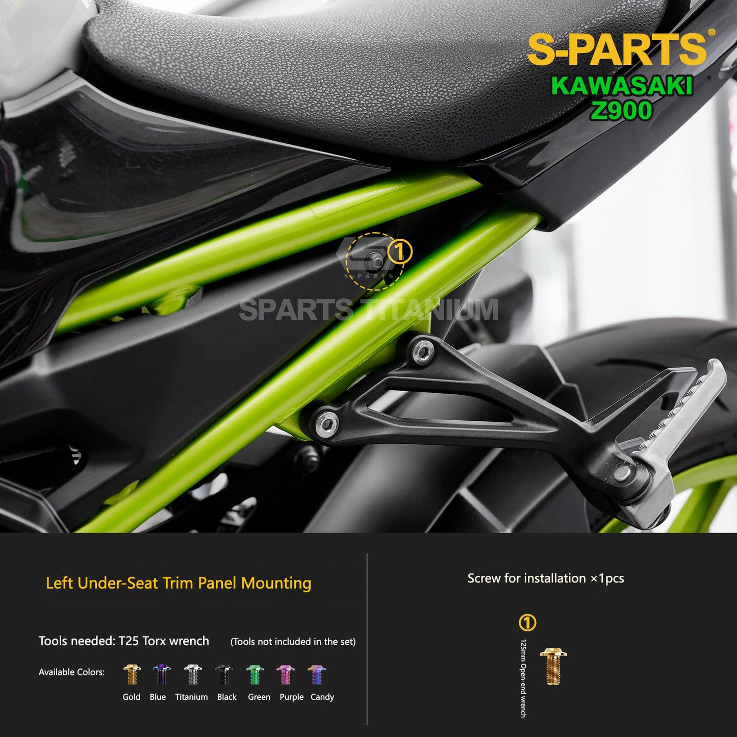 S-PARTS Titanium Fasteners Bodywork, Fairing & Footpeg Bolt Kit for Kawasaki Z900