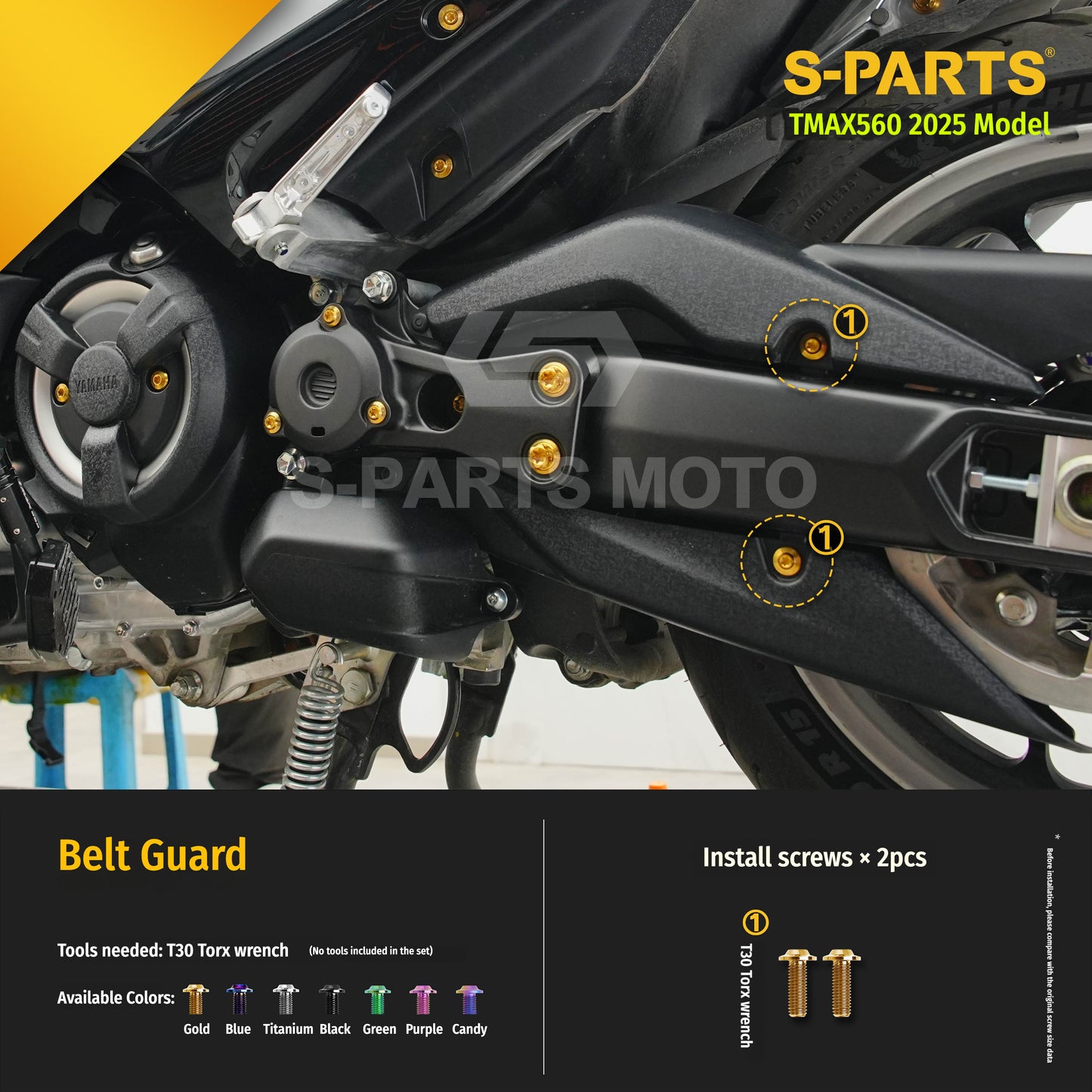 SPARTS Titanium Bolt Kit for YAMAHA TMAX560 2025-Rear Swingarm & Rear Wheel Section