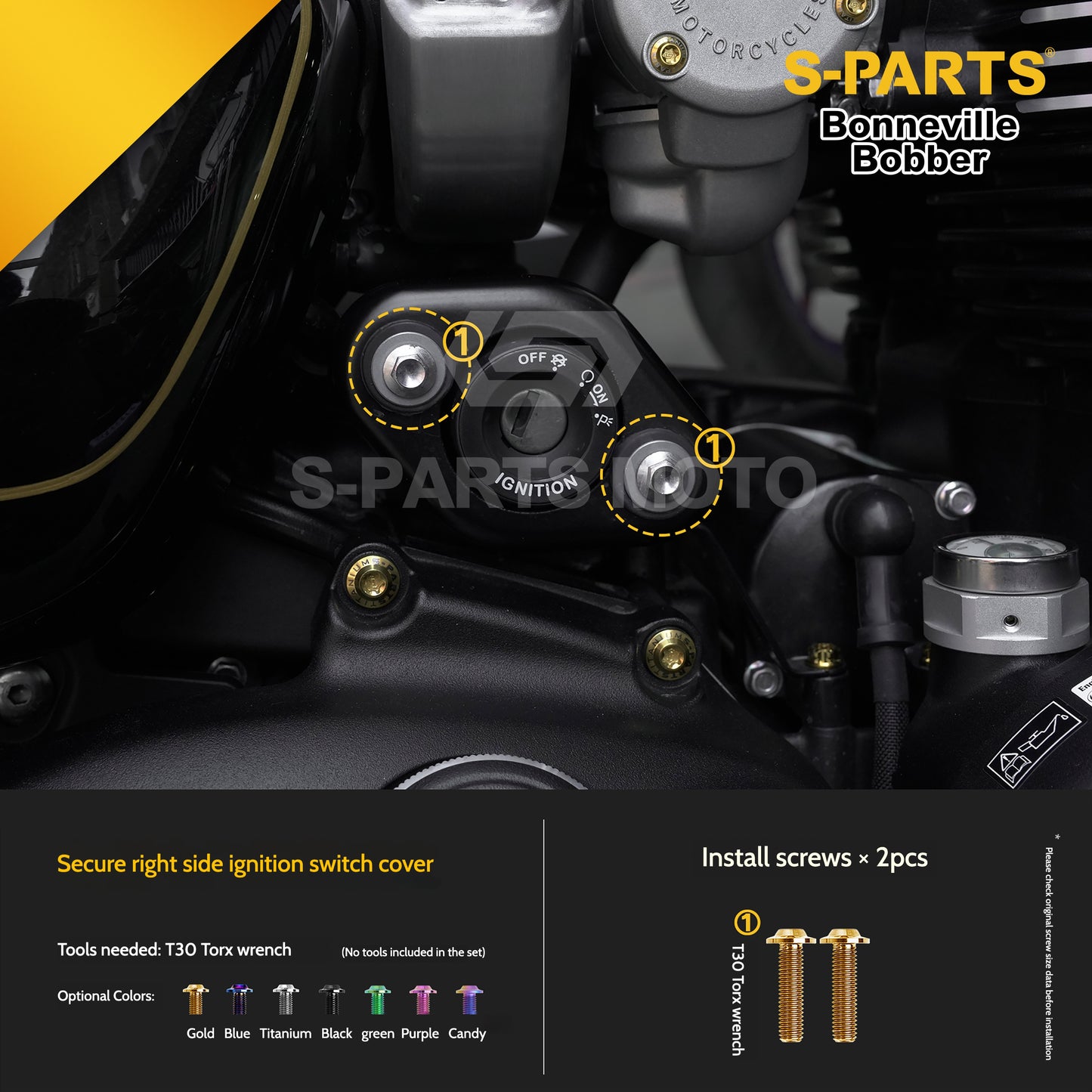 SPARTS Titanium Set Screws for Triumph Bonneville Bobber Motorcycle Modification