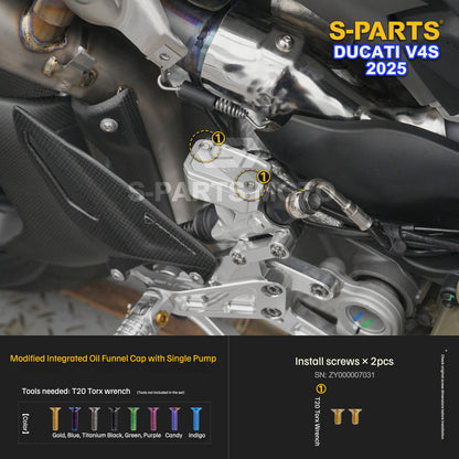 S-PARTS Titanium Engine and Rearset Fastener Kit for Ducati Panigale V4 S 2025