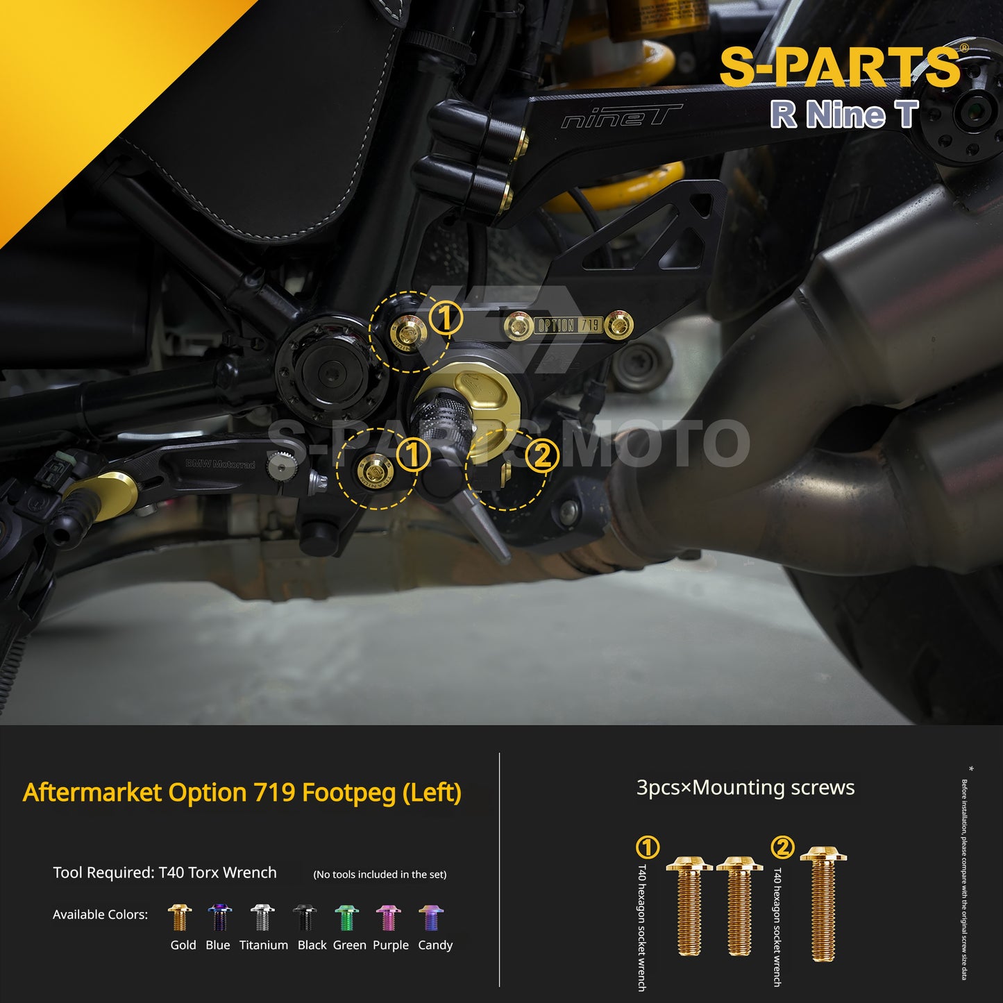 S-parts Titanium Bodywork, Frame & Styling Bolts Kit for BMW R 1250 GS Adventure