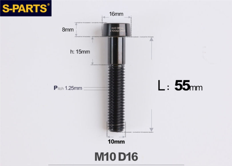 SPARTS Titanium Security Bolt M10 D16 P1.25 – Brake Caliper Locking Screw for Motorcycle