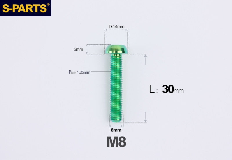 S-PARTS M8 A2 Series TC4 Titanium Bolts – Button Head Fasteners for Bicycle & E-Bike Upgrades