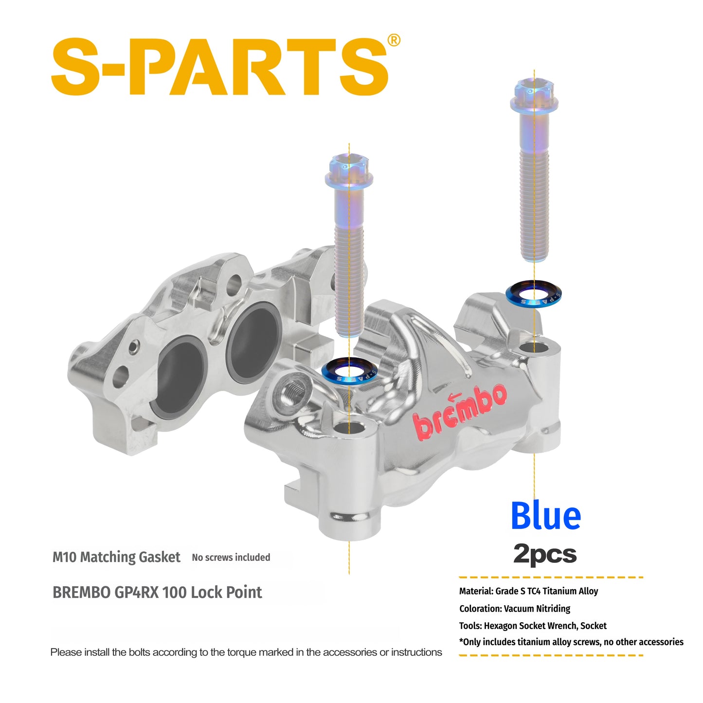 SPARTS Titanium Caliper Bolt Kit for BREMBO GP4 RX 100 | TC4 Titanium Brake Caliper Screws