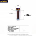 S-PARTS TC4 Titanium Mirror Plug Bolt M8 M10 RH/LH for Motorcycle