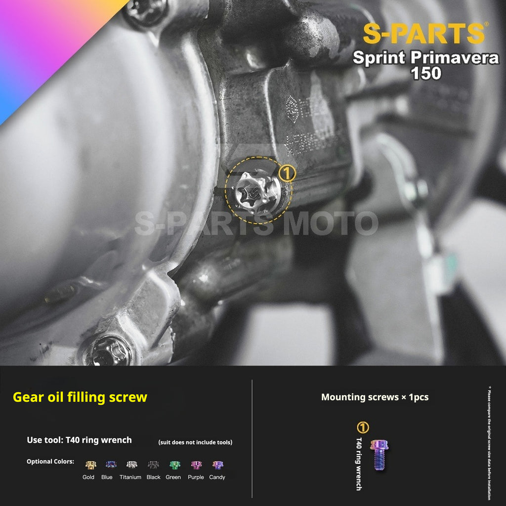 SPARTS Titanium Screw Set for Vespa Sprint/Primavera 150 – Custom Candy Color & CNC Titanium Upgrade Kit