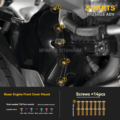 SPARTS Titanium Engine Cover, Exhaust & Crash Bar Bolt Kit for BMW R1250GS / ADV