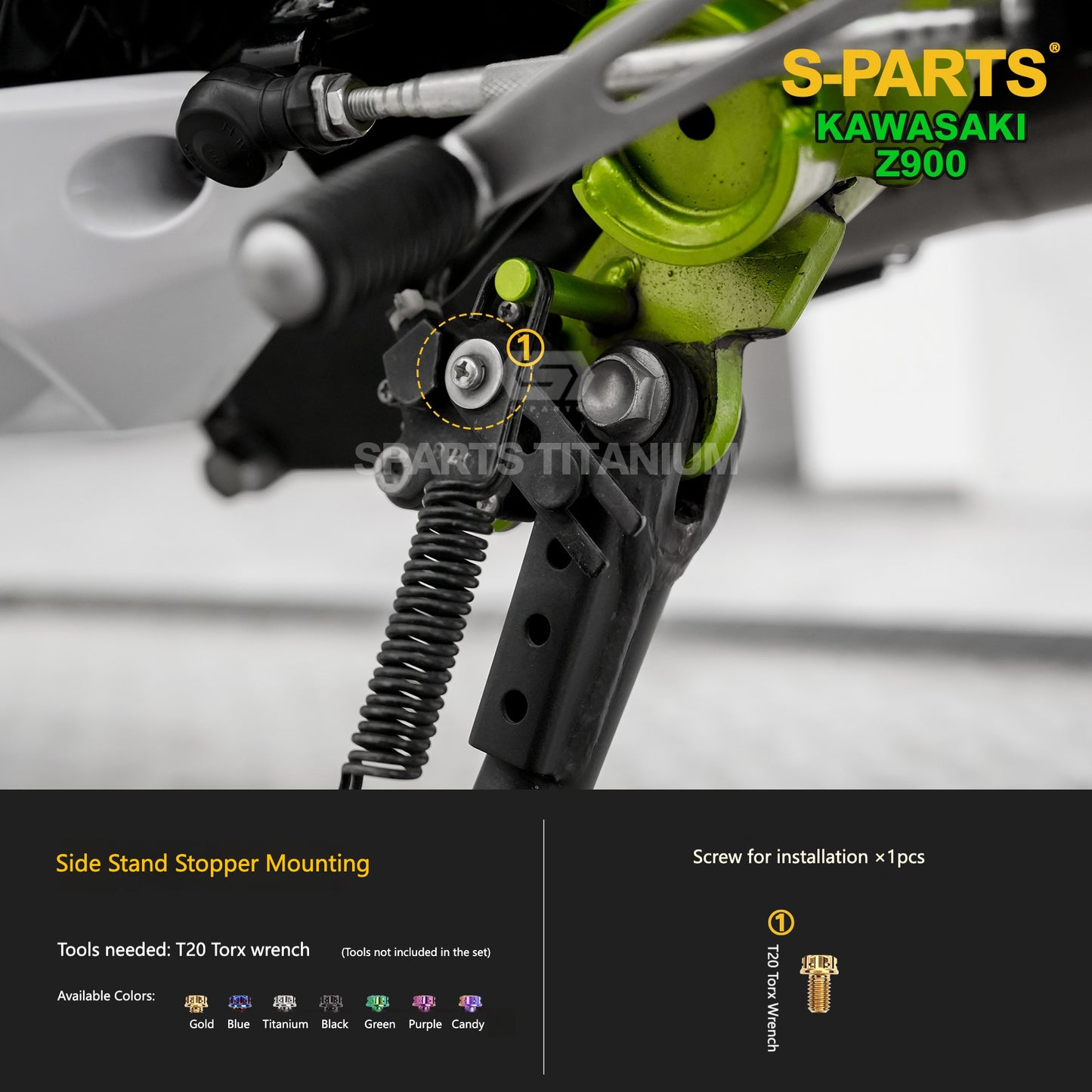 S-PARTS Titanium Fasteners Bodywork, Fairing & Footpeg Bolt Kit for Kawasaki Z900