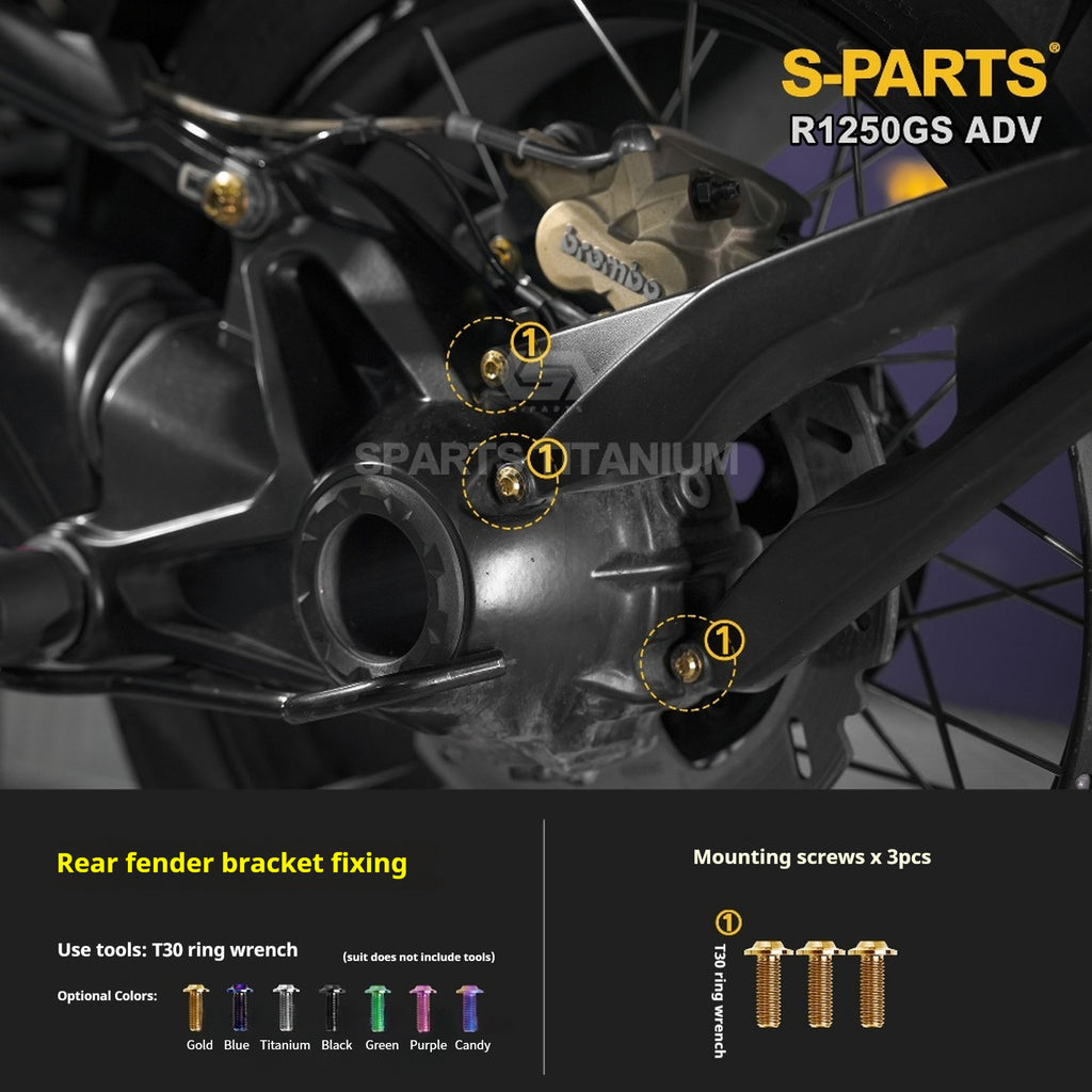 SPARTS Titanium Bolt Kit for BMW R 1250GS ADV – Custom Candy Color & CNC Titanium Upgrade Kit