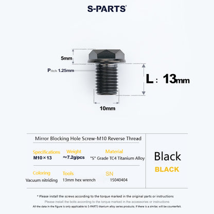 SPARTS Titanium MirrorMotorcycle Rearview Mirror Bolts· M8/M10