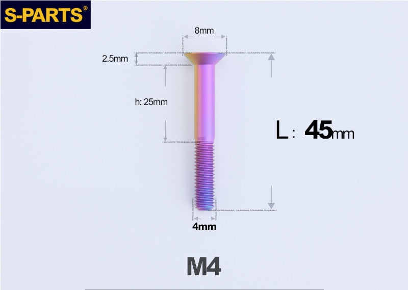 SPARTS M4x10-50mm Countersunk Titanium Alloy Bolt – Flat Head Fastening Screw for Motorcycle & Bicycle