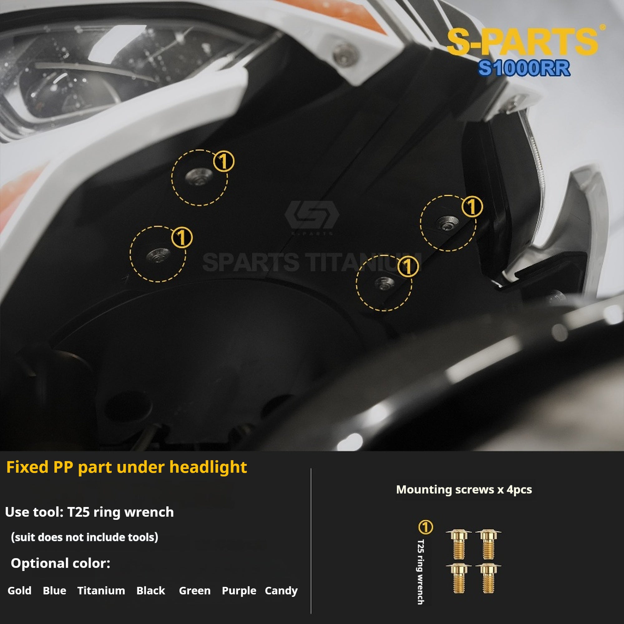 SPARTS TC4 Titanium Bolt Kit Compatible with BMW S1000RR — Full Motorcycle Upgrade Fastener Set